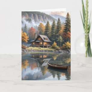 Mountain Log Cabin met Rowboat Kaart