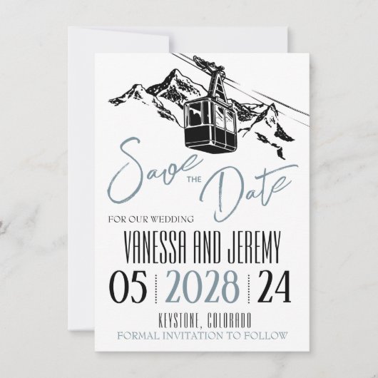 Mountain Love Dusty Blue Save The Date (Voorkant)