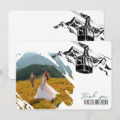 Mountain Love Dusty Blue Wedding Bedankkaart (Voorkant / Achterkant)