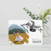 Mountain Love Dusty Blue Wedding Bedankkaart (Staand voorkant)
