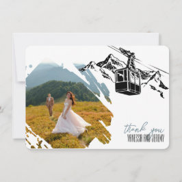 Mountain Love Dusty Blue Wedding Bedankkaart