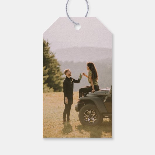 Mountain Love Dusty Blue Wedding Cadeaulabel (Achterkant)