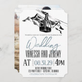 Mountain Love Dusty Blue Wedding Kaart (Voorkant / Achterkant)