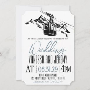 Mountain Love Dusty Blue Wedding Kaart