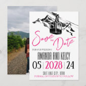 Mountain Love Magenta Save The Date (Voorkant / Achterkant)