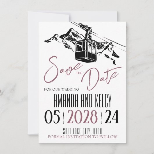 Mountain Love Mauve Save The Date (Voorkant)
