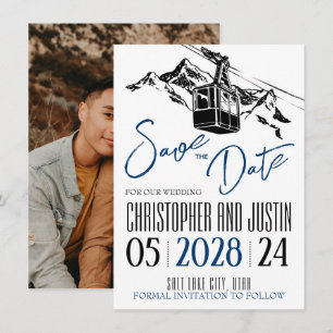 Mountain Love Navy Blue Save The Date