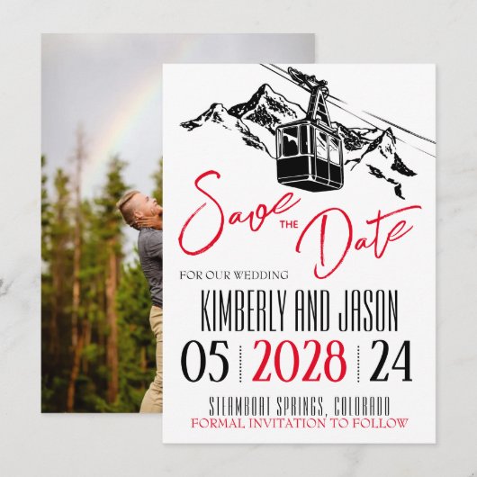 Mountain Love Rood Save The Date (Voorkant / Achterkant)