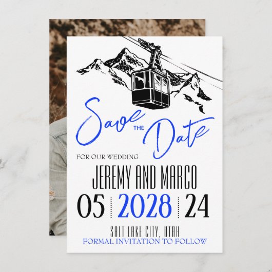 Mountain Love Royal Blue Save The Date (Voorkant / Achterkant)