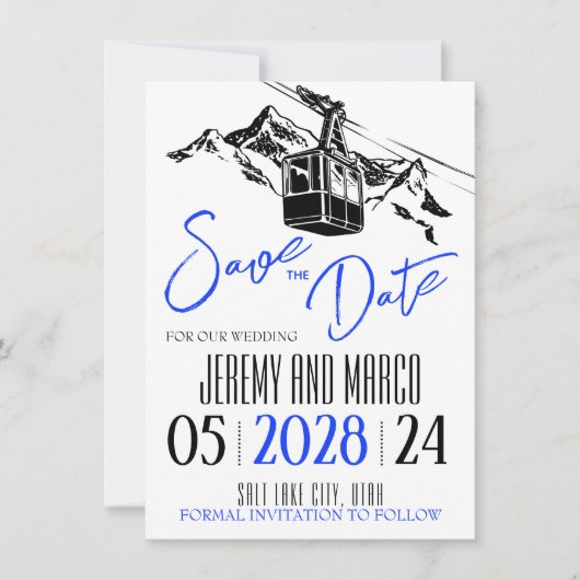 Mountain Love Royal Blue Save The Date (Voorkant)
