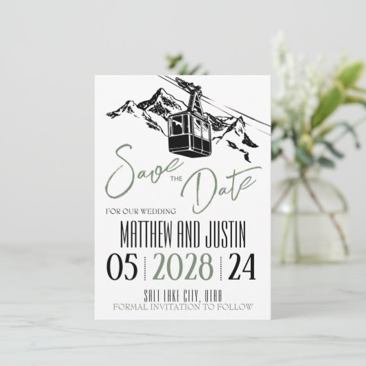 Mountain Love Sage Green Save The Date (Staand voorkant)