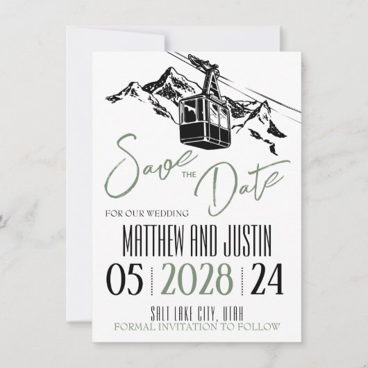 Mountain Love Sage Green Save The Date (Voorkant)
