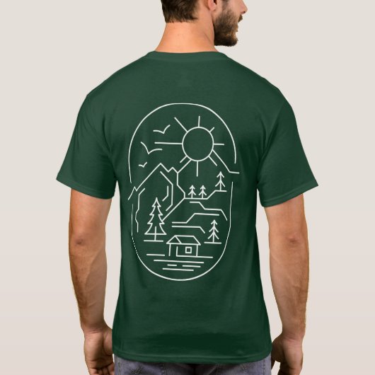 Mountain Lover Cabin Minimal Design Front Back T-shirt (Achterkant)