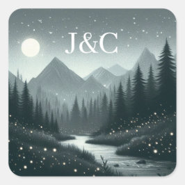 Mountain Magic Initialen Vierkante Sticker