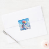 Mountain Magic Rainbow Unicorn Vierkante Sticker (Envelop)