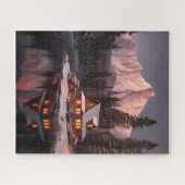 Mountain Magic Retreat: Een gezellige hut Kerstmis Legpuzzel (Horizontaal)