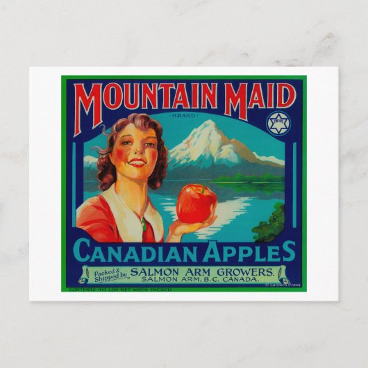 Mountain Maid Apple LabelCanada Briefkaart (Voorkant)