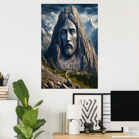 Mountain Majesteit de Heer is mijn rots Poster (Thuiskantoor)