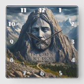 Mountain Majesteit de Heer is mijn rots Vierkante Klok (Voorkant)