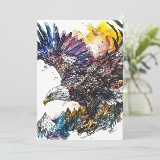 Mountain Majesty Eagle Waterverf Feestdagenkaart (Staand voorkant)