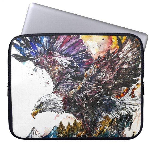 Mountain Majesty Eagle Waterverf Laptop Sleeve (Voorkant)