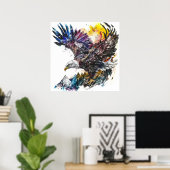 Mountain Majesty Eagle Waterverf Poster (Thuiskantoor)