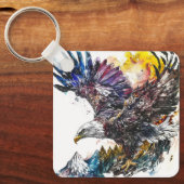 Mountain Majesty Eagle Waterverf Sleutelhanger (Voorkant)