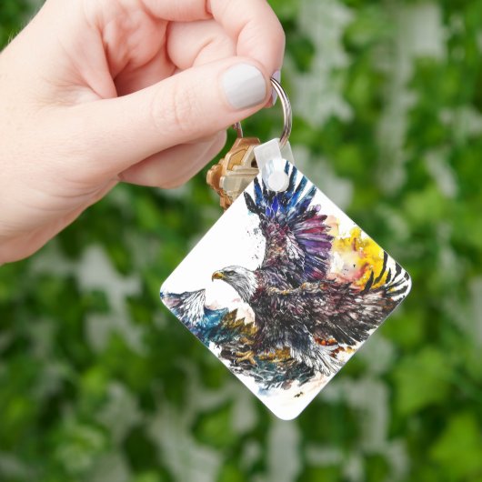 Mountain Majesty Eagle Waterverf Sleutelhanger (Hand)