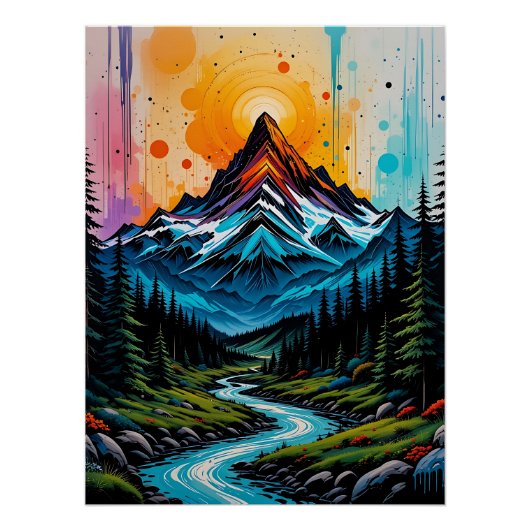 Mountain Majesty: Nature-Inspired Graffit Perfect Poster (Voorkant)
