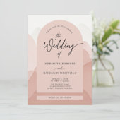 Mountain Majesty QR Code Modern Script Bruiloft Kaart (Staand voorkant)