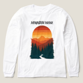 Mountain Mama Retro Zonsondergang Bos Grafisch Tri-Blend Shirt