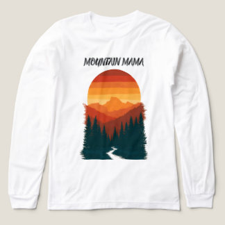 Mountain Mama Retro Zonsondergang Bos Grafisch Tri-Blend Shirt