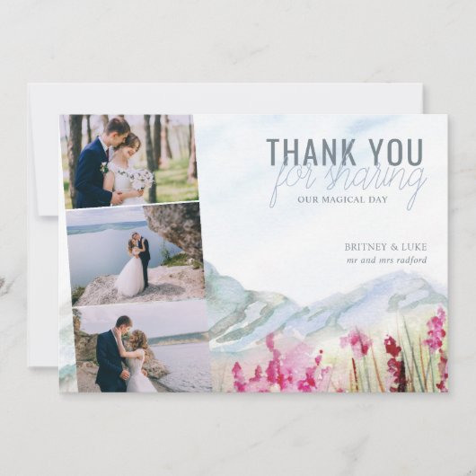 Mountain Meadow Bruiloft Fotostrip Dank u kaart (Voorkant)