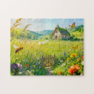 Mountain Meadow Cottage with Flowers, Gate and But Legpuzzel