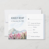 Mountain Meadow Watercolor Stof Blauw Maaltijd Opt RSVP Kaartje (Voorkant)