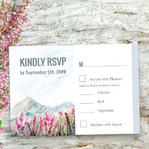 Mountain Meadow Watercolor Stof Blauw Maaltijd Opt RSVP Kaartje