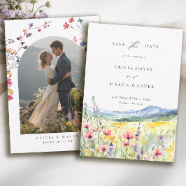 Mountain Meadow Wildflowers Modern Photo Wedding Save The Date