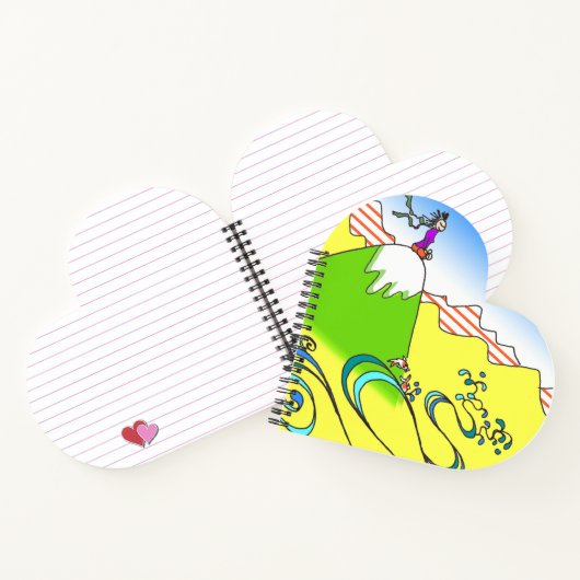 Mountain Meditation Cartoon Hartvormig Notitieboek (Binnen)