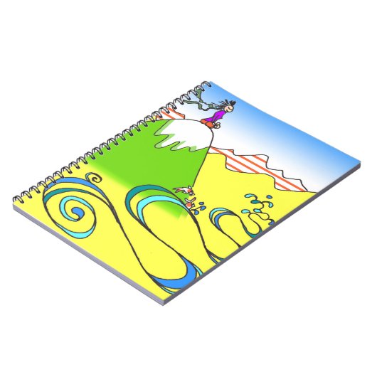 Mountain Meditation Cartoon Spiral Notitieboek (Linkerzijde)
