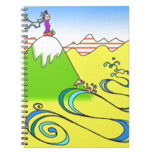 Mountain Meditation Cartoon Spiral Notitieboek