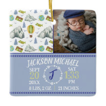 Mountain Memories Birth Stats Christmas Ornament