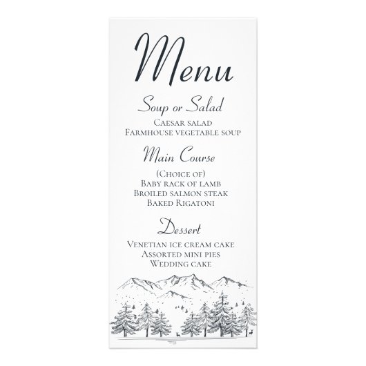 Mountain Menu Rustic Wedding Country Winter (Voorkant)