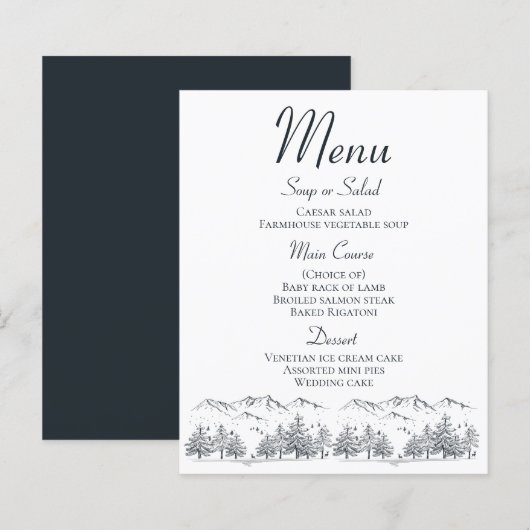 Mountain Menu Rustic Wedding Country Winter (Voorkant / Achterkant)