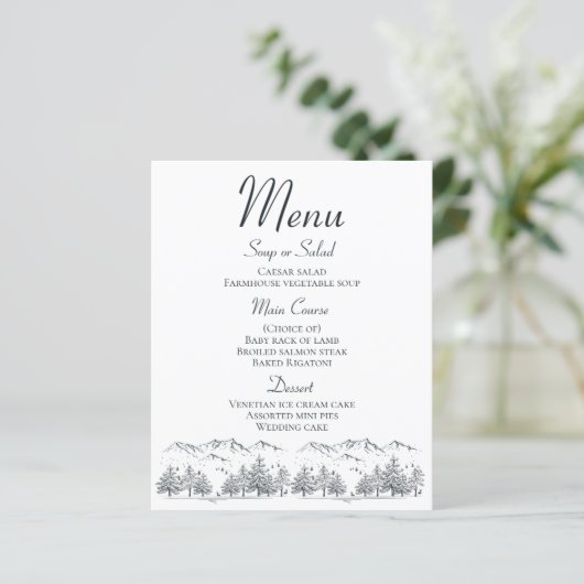 Mountain Menu Rustic Wedding Country Winter (Staand voorkant)