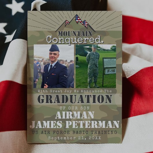 Mountain Military Basistraining Foto Afstuderen Aankondiging