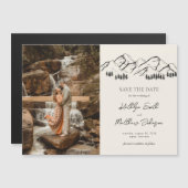 Mountain Minimalist Outdoor Wedding Save The Date Magnetische Uitnodiging (Voorkant / Achterkant)