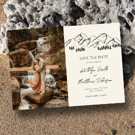 Mountain Minimalist Outdoor Wedding Save The Date Magnetische Uitnodiging