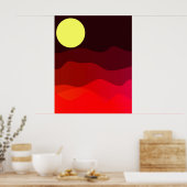 Mountain Moon Landschap Moderne minimalistische ku Poster (Keuken)
