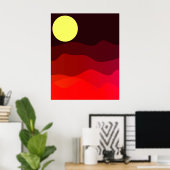 Mountain Moon Landschap Moderne minimalistische ku Poster (Thuiskantoor)