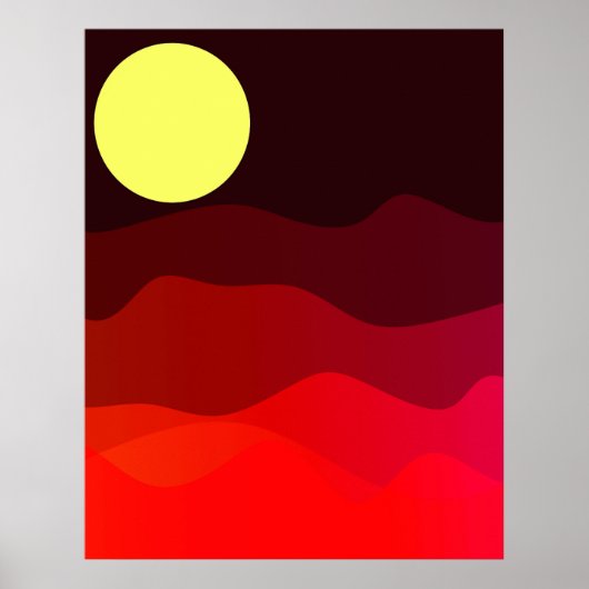 Mountain Moon Landschap Moderne minimalistische ku Poster (Voorkant)